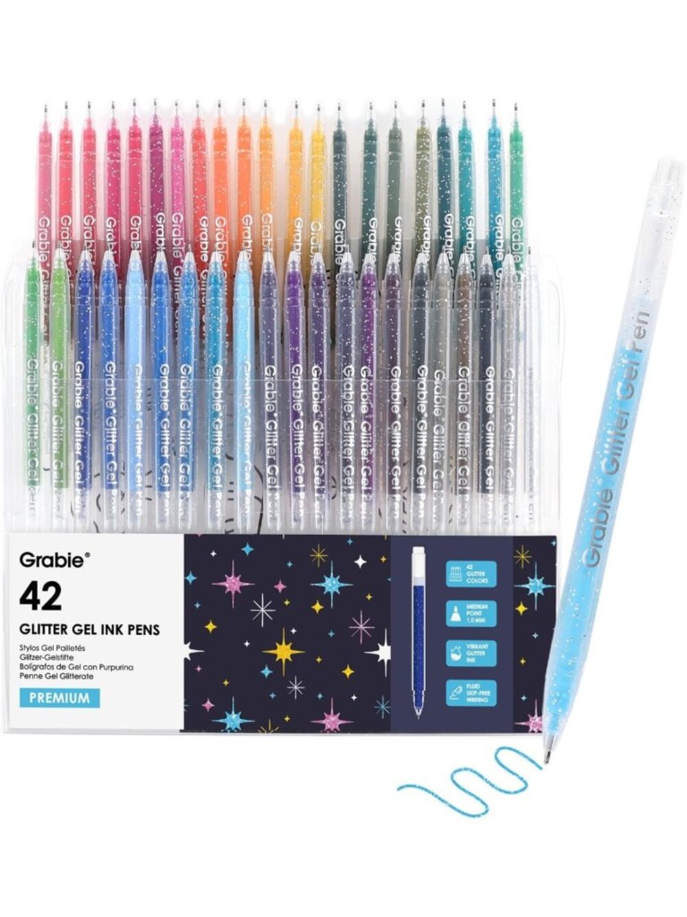 42 Color Glitter Gel Pens Set - 1.0 mm Fine Tip Art Supplies for Creative